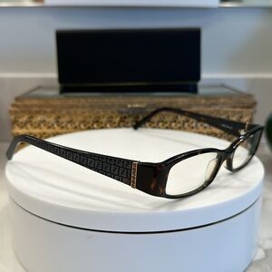 Fendi - Rx - Eyeglass Frames - Crystal Temple Accents/Etched Fendi Logo Arms EUC